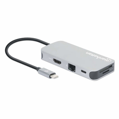 Docking Manhattan USB-C  8 ptos HDMI USB-C PD/2xUSBv3.2/USBv2.0 RED SD/Micro SDD