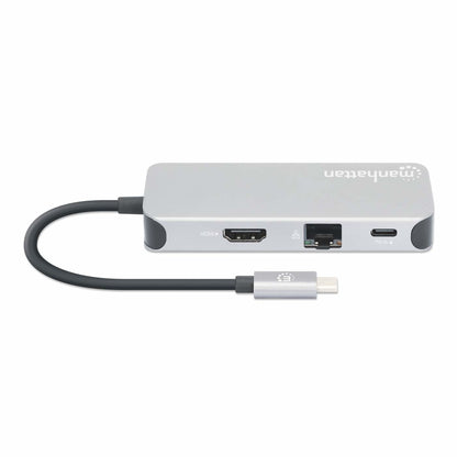 Docking Manhattan USB-C  8 ptos HDMI USB-C PD/2xUSBv3.2/USBv2.0 RED SD/Micro SDD