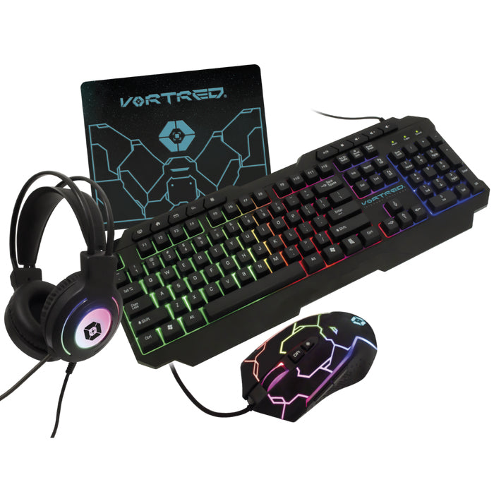 Kit Gamer Vortred Alámbrico 4 en 1 Gear Up Color Negro