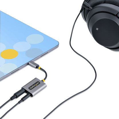 StarTech.com USBC-AUDIO-SPLITTER divisor de audio Gris