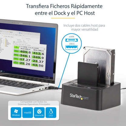 StarTech.com SDOCK2U33RE duplicador de datos o soporte Duplicador de HDD/SSD Negro 1 copias
