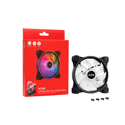 VVentilador XPG Hurricane 140mm ARGB PWM 140mm 1800RPM ARGB Negro Blanco