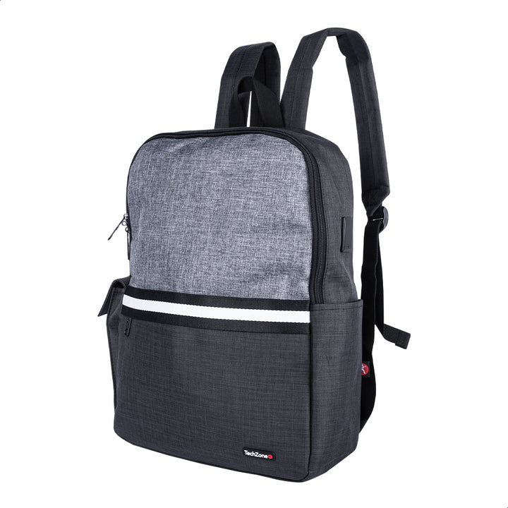 Mochila TechZone para Laptop 15.6" Múltiples Compartimientos Color Negro con Gris