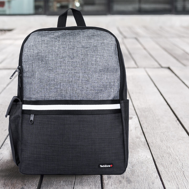 Mochila TechZone para Laptop 15.6" Múltiples Compartimientos Color Negro con Gris