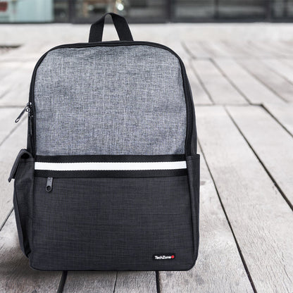 Mochila TechZone para Laptop 15.6" Múltiples Compartimientos Color Negro con Gris