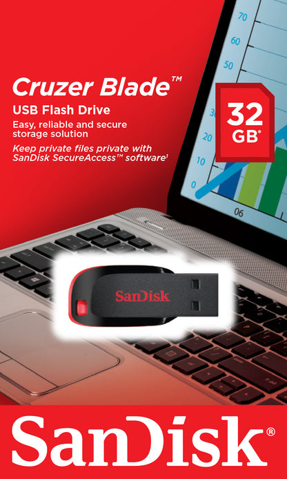 Memoria USB SanDisk Flash Cruzer Blade 32GB USB 2.0 Color Negro SDCZ50-032G-B35