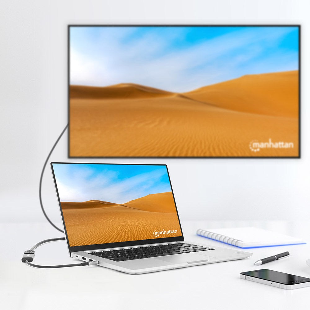 Adaptador Manhattan USB-C a HDMI 4K-60Hz Aluminio Color Negro
