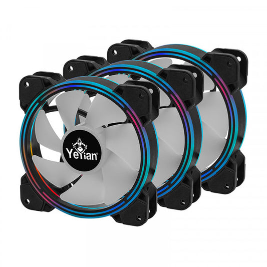Yeyian YCF-3KFS-01 sistema de refrigeración de computadora Gabinete de la computadora Ventilador 12 cm Negro 3 pieza(s)