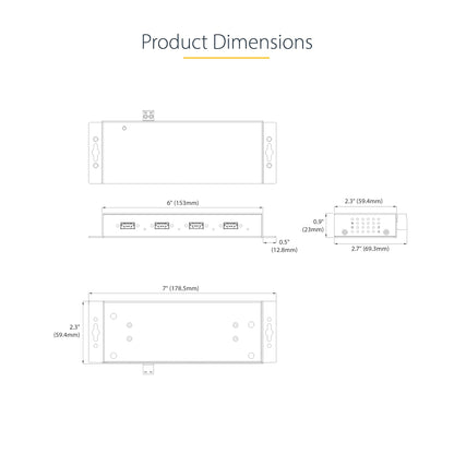 StarTech.com 5G4AINDNP-USB-A-HUB nodo concentrador USB 3.2 Gen 1 (3.1 Gen 1) Type-B 5000 Mbit/s Negro