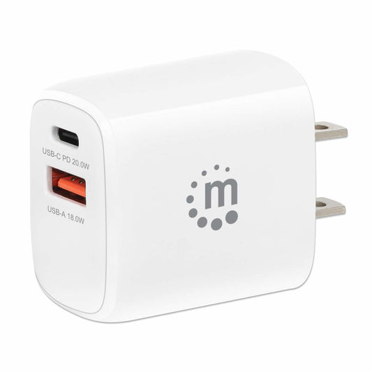 Cargador de Pared Manhattan 20W  USB-C PD (20W) y USB-A QC (18W)