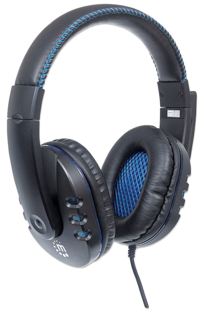 Manhattan 176088 audífono y auriculare Auriculares Alámbrico Diadema Llamadas/Música Negro, Azul