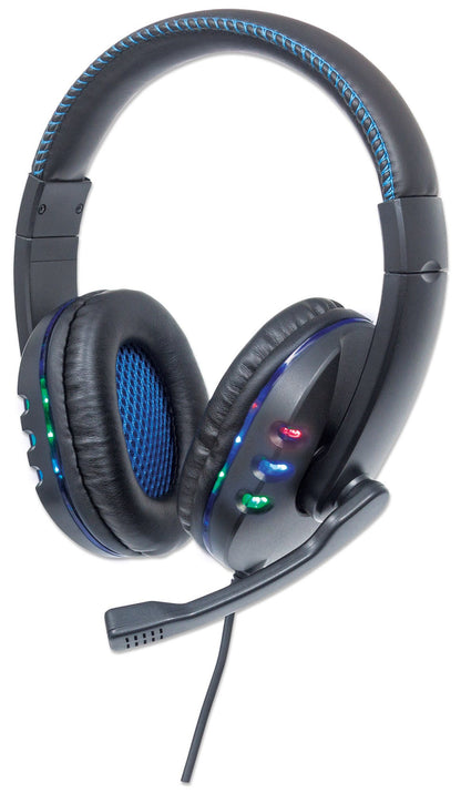 Manhattan 176088 audífono y auriculare Auriculares Alámbrico Diadema Llamadas/Música Negro, Azul