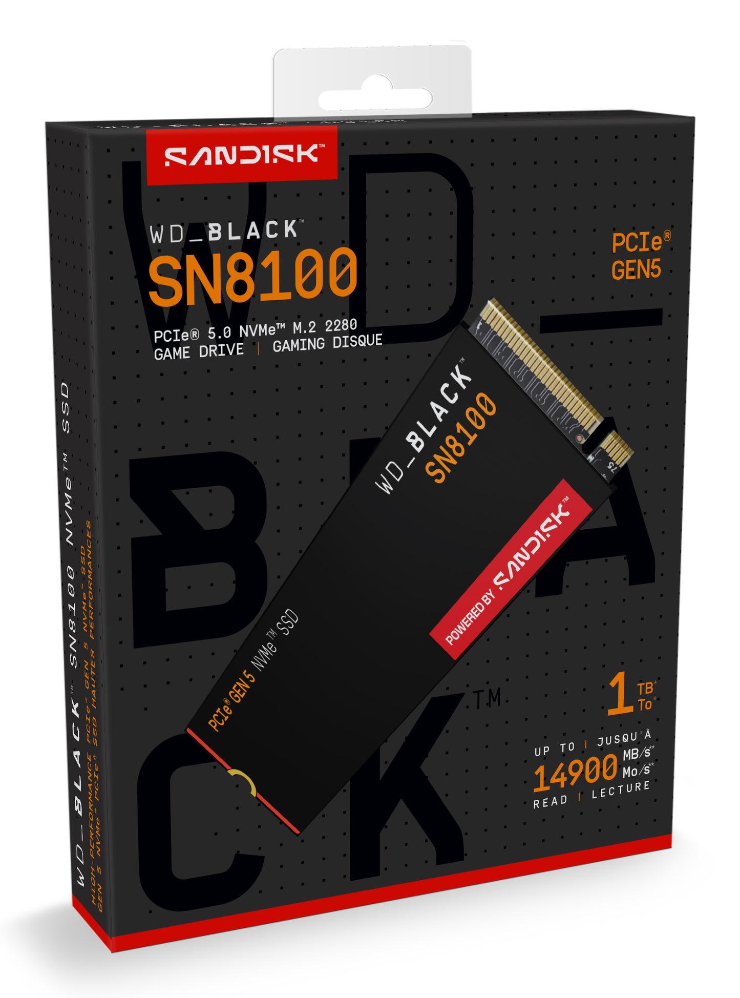 SSD interno Western Digital de 1TB Black SN8100 NVMe M.2 Gen5 - Lectura/Eescritura/ Sin Disipador Térmico