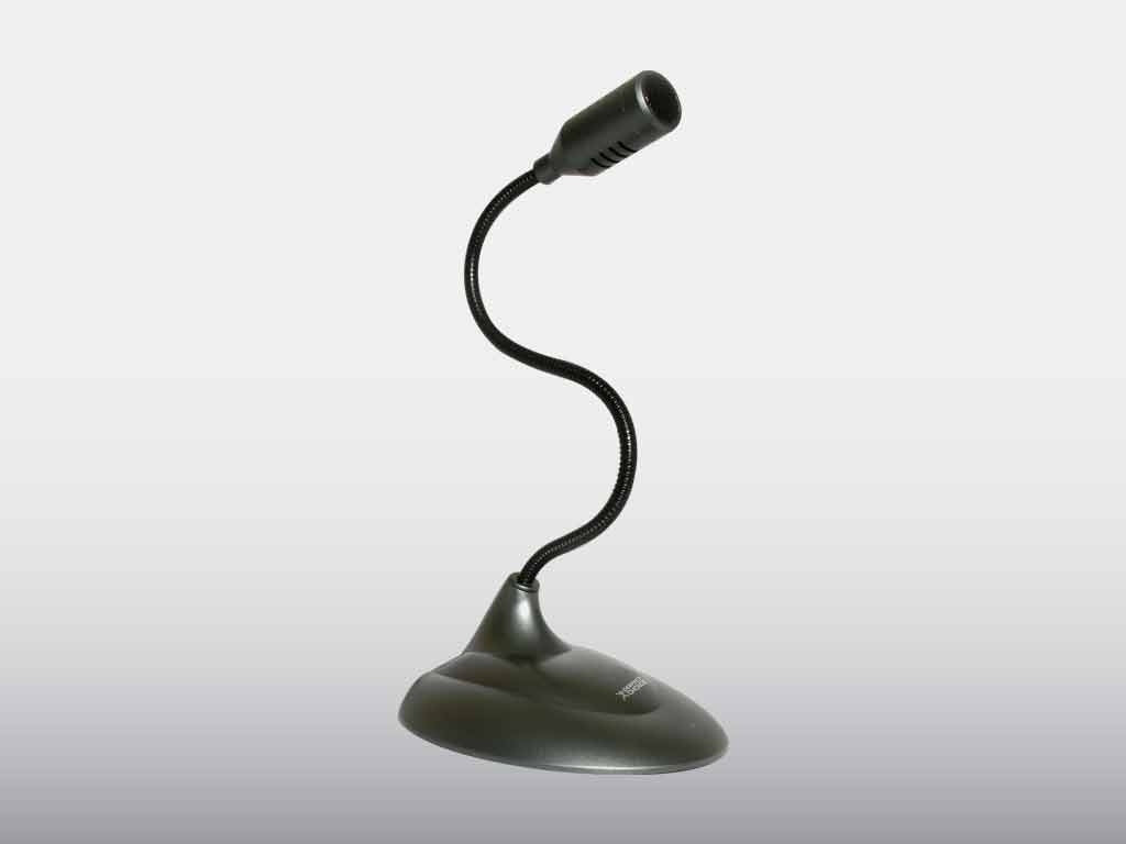 Micrófono de escritorio Perfect Choice con cuello flexible, omnidireccional, alámbrico, salida para audífonos, negro, PC-110279