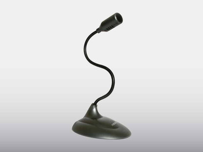 Micrófono de escritorio Perfect Choice con cuello flexible, omnidireccional, alámbrico, salida para audífonos, negro, PC-110279