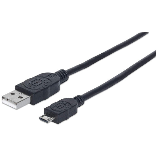 Cable Manhattan USB-A Micro USB-B 2.0 Alta Velocidad 3m Color Negro