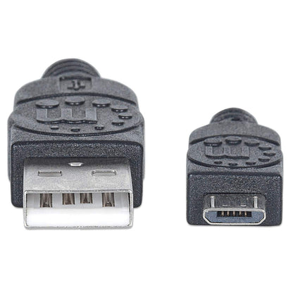Cable Manhattan USB-A Micro USB-B 2.0 Alta Velocidad 3m Color Negro
