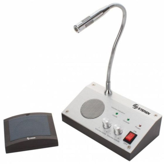 Sistema Intercomunicador Steren para Ventanillas Micrófono Flexible Control Volumen Independiente