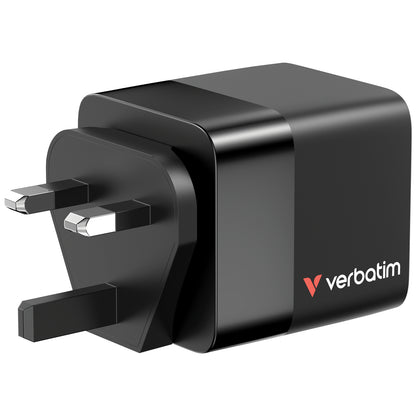 Cargador Verbatim GaN 65W de Cable retráctil