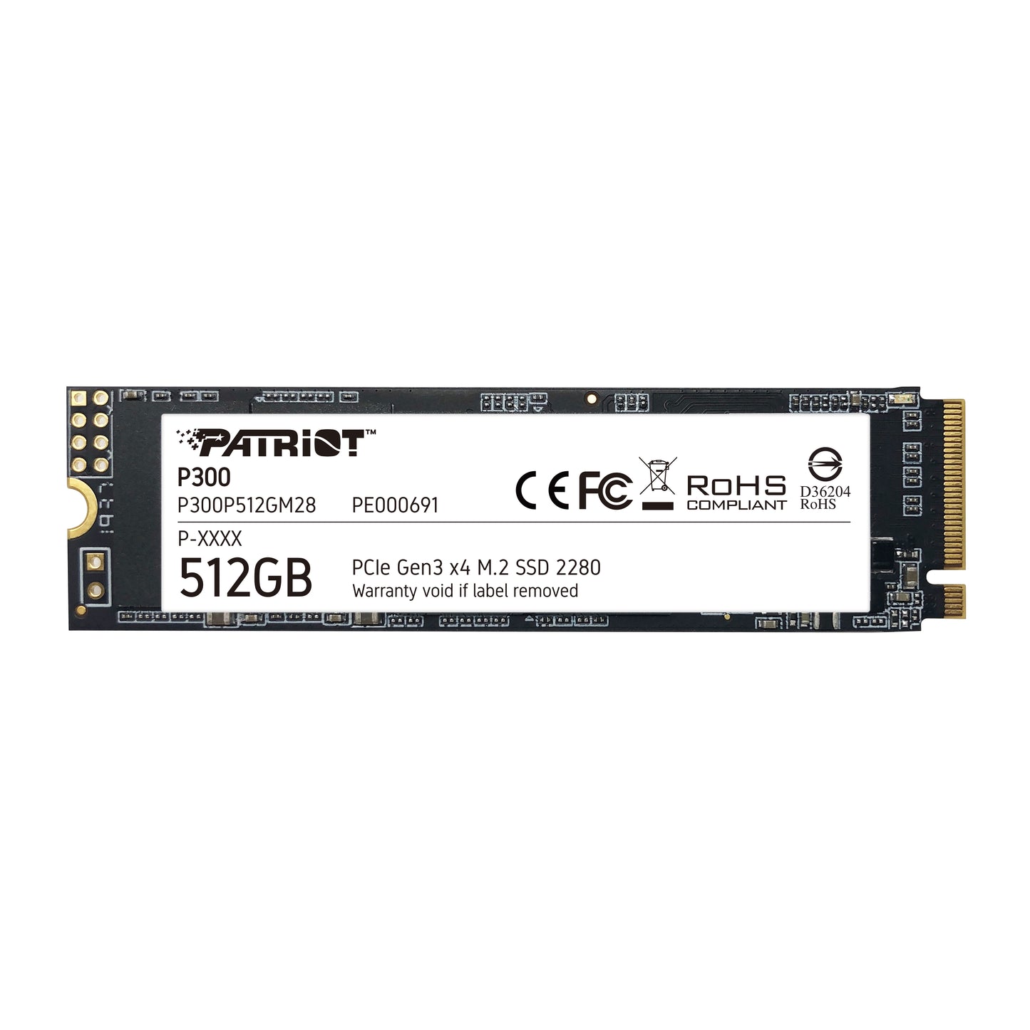 Unidad SSD Patriot M.2 512GB P300 PCIE 3.0 NVME 2280 1200MB/s Escritura 1700 MB/s Lectura