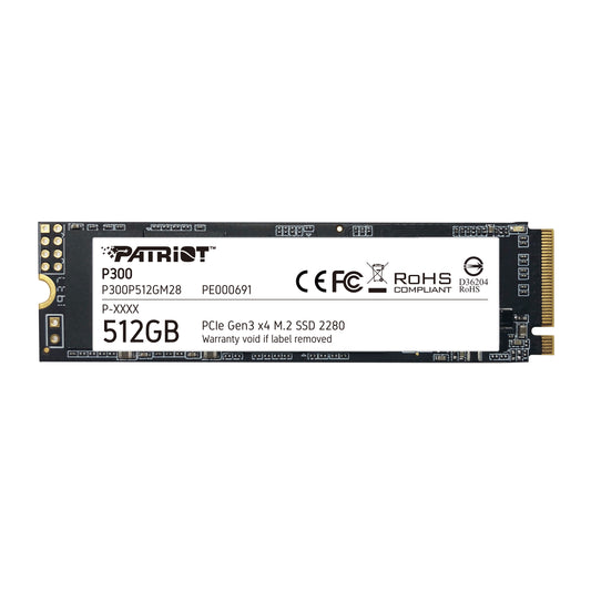 Unidad SSD Patriot M.2 512GB P300 PCIE 3.0 NVME 2280 1200MB/s Escritura 1700 MB/s Lectura