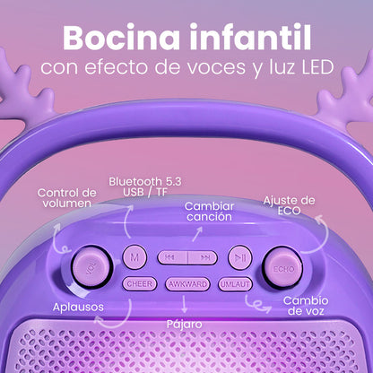 Bocina Vorago BSP-205 Bluetooth MSD/USB/3.5mm Microfono con Modos de Voz Color Purpura