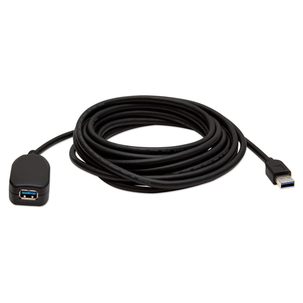 Cable Manhattan Extensión Activa USB-A 3.0 Súper Velocidad 5m Color Negro