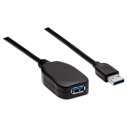 Cable Manhattan Extensión Activa USB-A 3.0 Súper Velocidad 5m Color Negro
