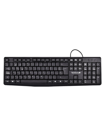 TechZone Alámbrico teclado Universal USB QWERTY Negro