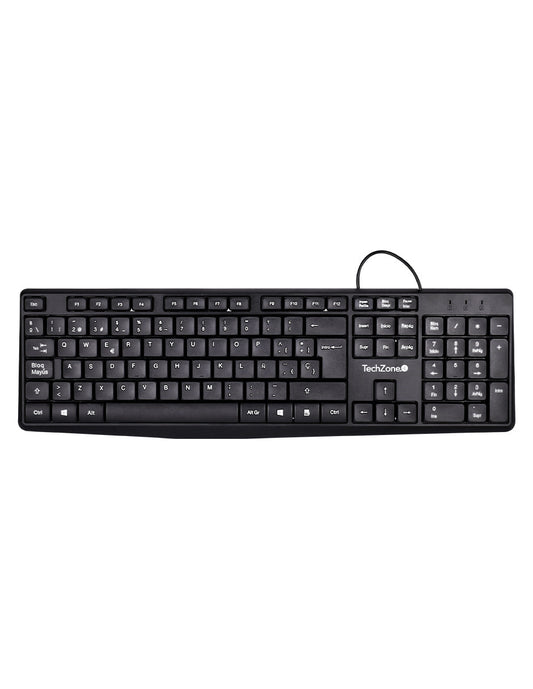 TechZone Alámbrico teclado Universal USB QWERTY Negro