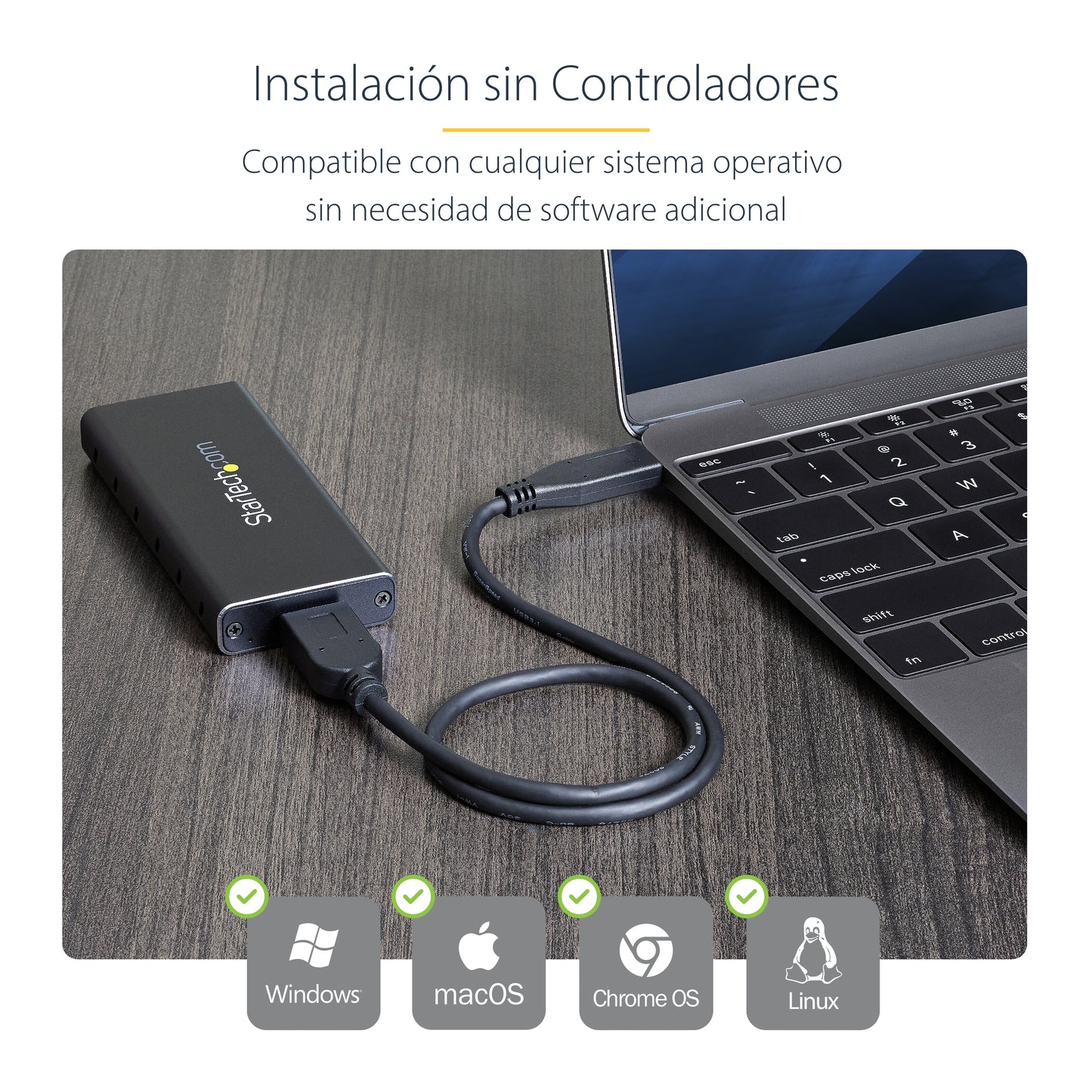 StarTech.com SM21BMU31C3 caja para disco duro externo Carcasa para SSD Negro, Plata