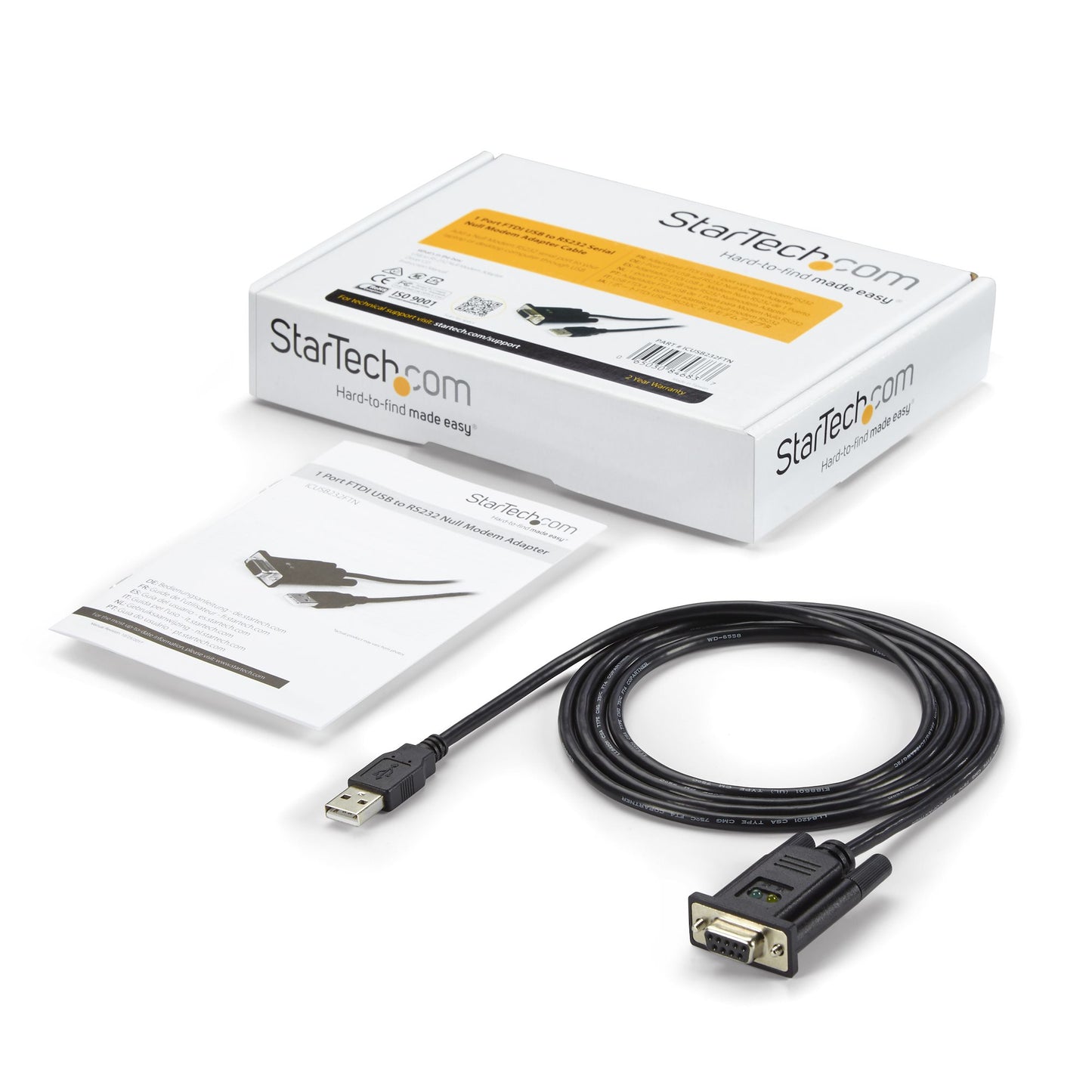 StarTech.com ICUSB232FTN cable serial Negro 1.7 m USB tipo A DB-9