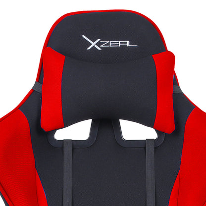 Silla Gamer Xzeal XZ20 Tela Foam Reclinable 140° Base Metal Piston Clase 3 115Kgs Brazos Fijos Negro-Rojo