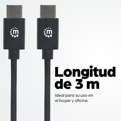 Cable Manhattan USB-C 2.0 Alta Velocidad 3m Color Negro