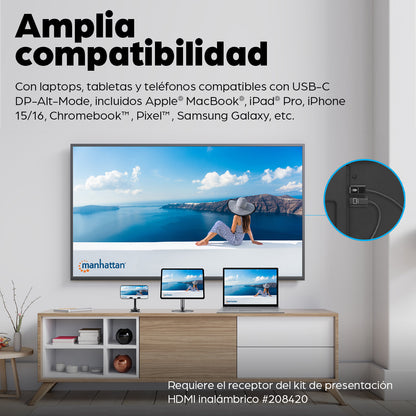Manhattan 208437 extensor de audio/video Transmisor AV Negro