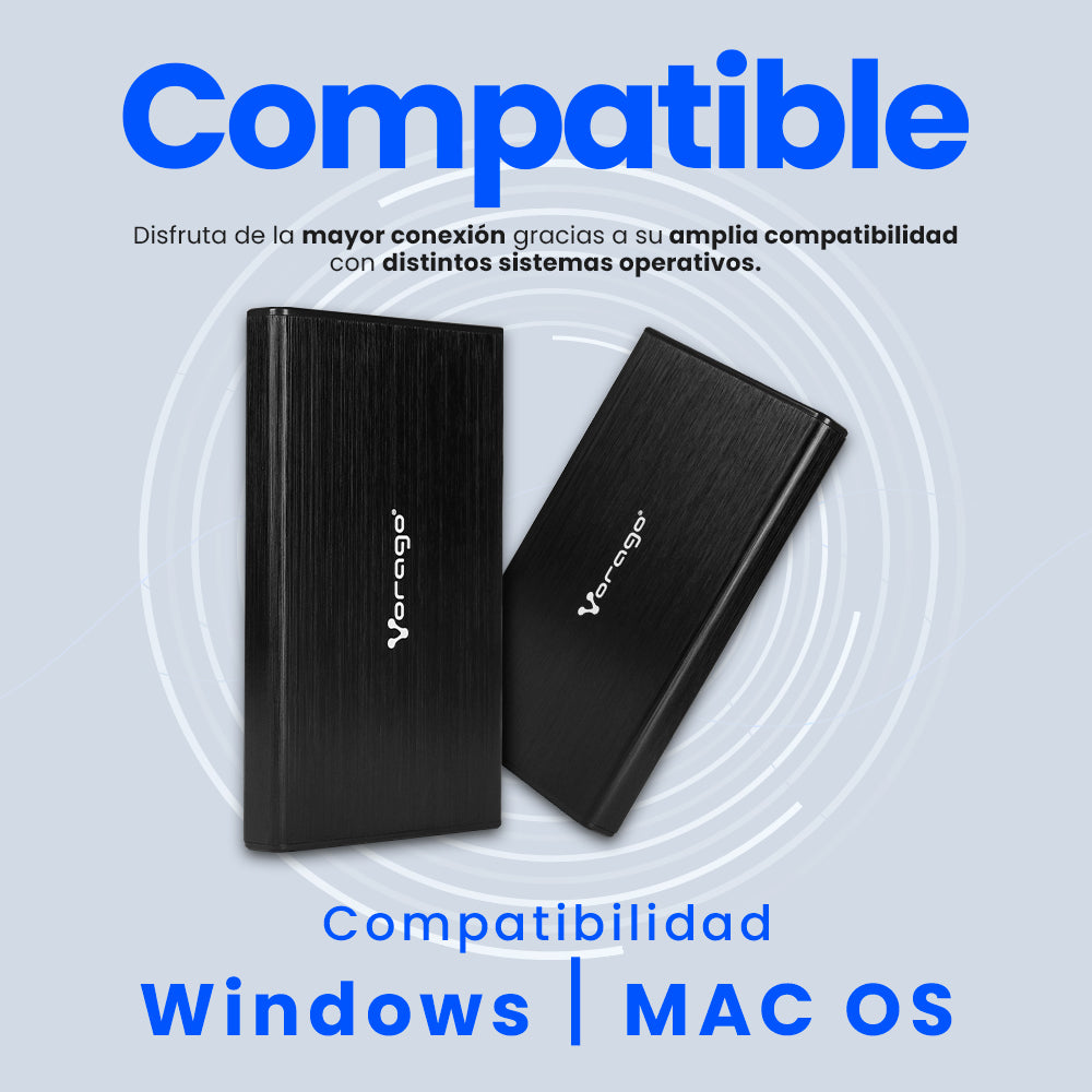ENCLOSURE VORAGO HDD-202 DD 2.5 SATA USB TIPO C 3.1 NEGRO