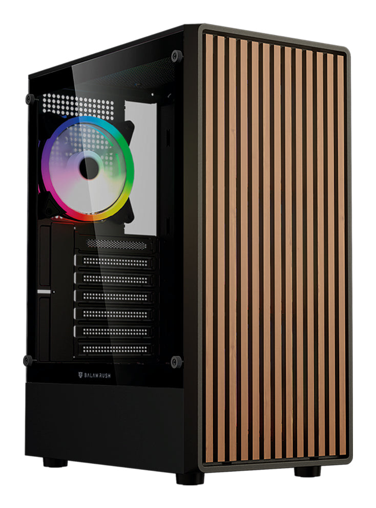 Gabinete Gamer Balam Rush Compact Media Torre Dragonfly Wood GM580 / Negro