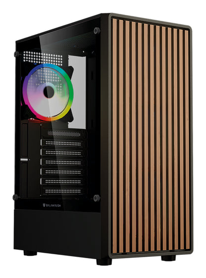 Gabinete Gamer Balam Rush Compact Media Torre Dragonfly Wood GM580 / Negro