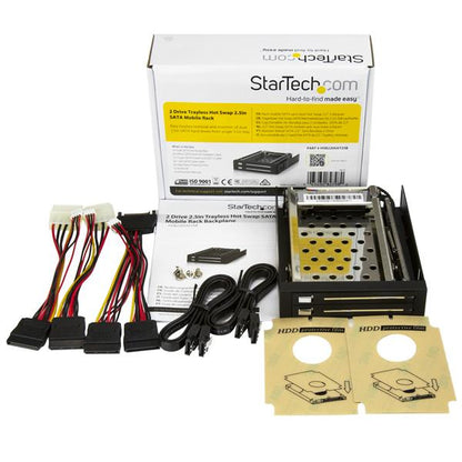 StarTech.com HSB220SAT25B panel para bahía de discos 8.89 cm (3.5") Panel embellecedor frontal Negro