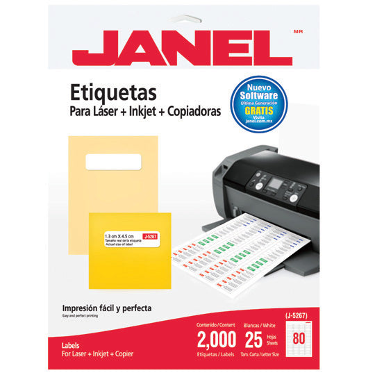 ETIQUETA JANEL LASER 1.3 X 4.5 CM C/2000