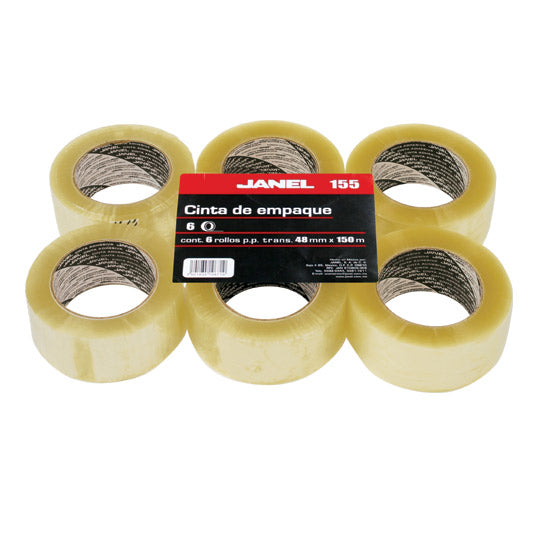 Cinta Janel 155 Empaque Transparente 48mmx150m Paquete C/6 Pzas
