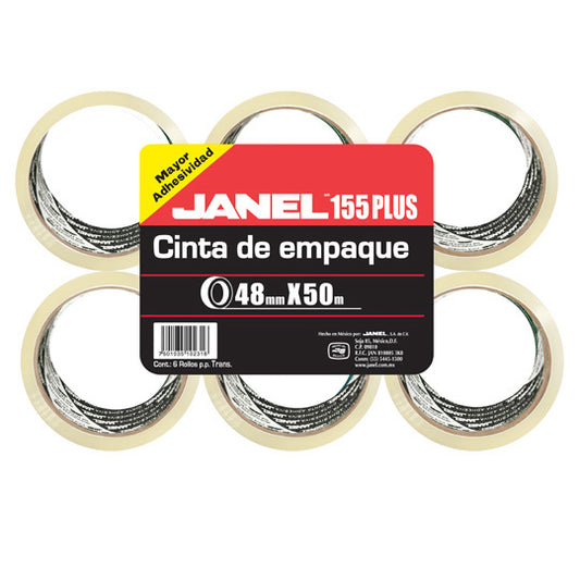 Cinta Janel 155 Empaque Transparente 48mmx50m Paquete C/6 Pzas