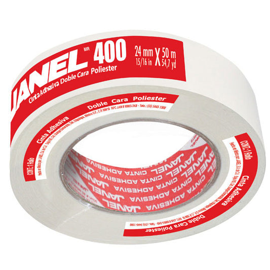 Cinta Janel Doble Capa Poliéster 400 24mmx50m 1 Pieza
