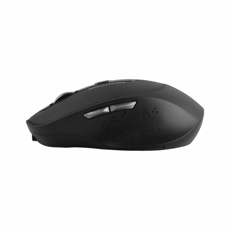 Mouse Perfect Choice Clix Inalámbrico Batería Recargable 6 Botones hasta 1600 DPI Color Negro