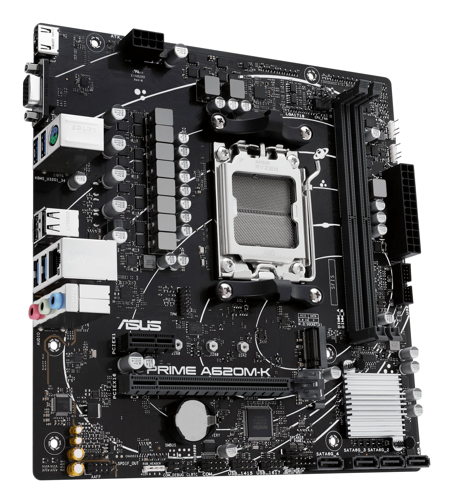 Tarjeta Madre Asus PRIME A620M-K 2xDDR5 96GB 6400Mhz HDMI VGA PCIe 4.0 M.2 S AM5 Ryzen mATX