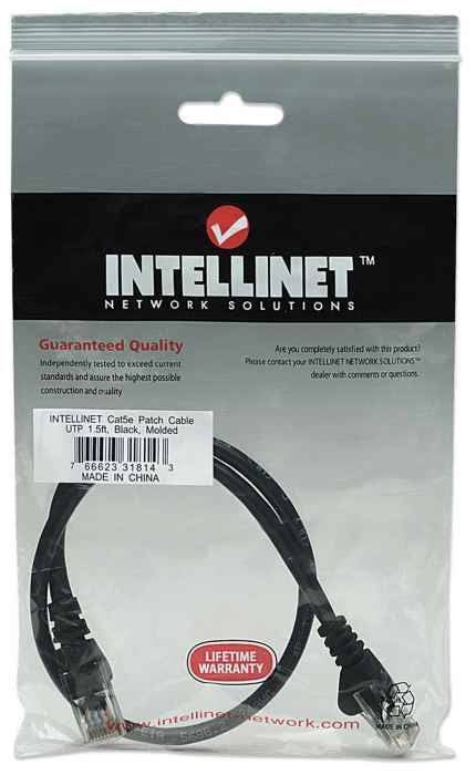 Intellinet 318143 cable de red Negro 0.5 m U/UTP (UTP)