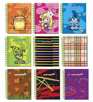 Libreta ESTRELLA 1/8 Espiral Doble WIRE-O Pasta Semi Rígida Raya 100 Hojas