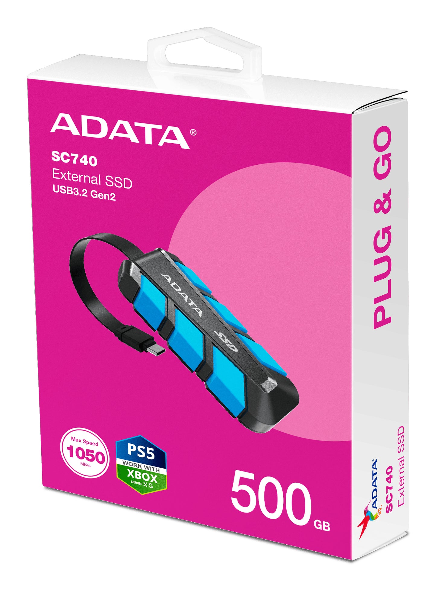 ADATA SC740 500 GB USB Tipo C 3.2 Gen 2 (3.1 Gen 2) Negro, Azul