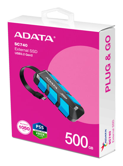ADATA SC740 500 GB USB Tipo C 3.2 Gen 2 (3.1 Gen 2) Negro, Azul