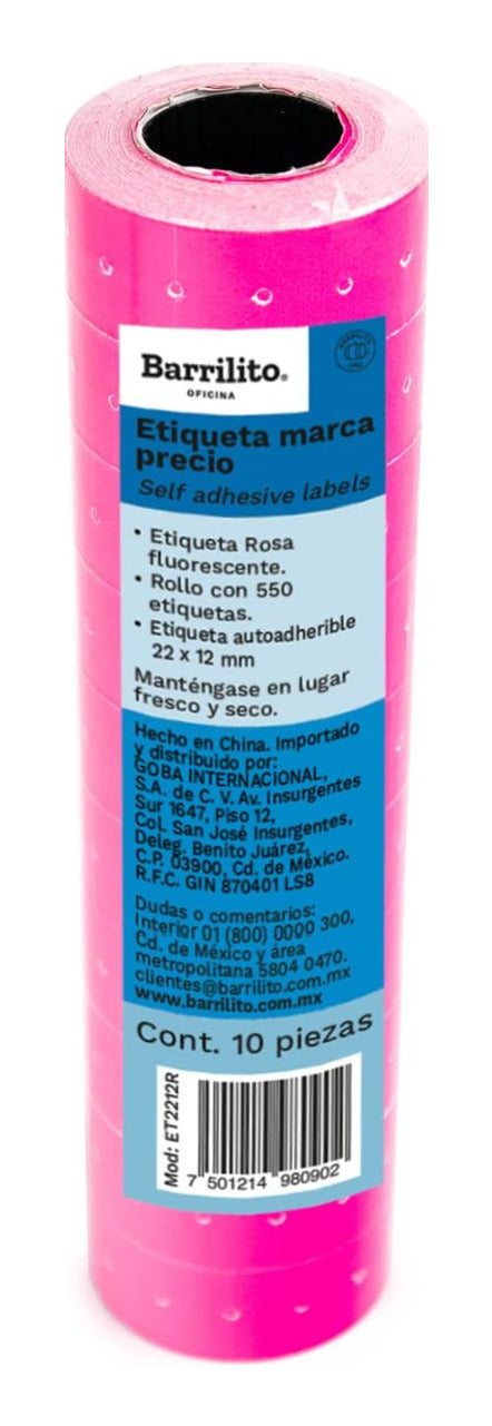 Etiqueta Rosa Barrilito Precio 22x12mm Rollo C/550 Etiquetas